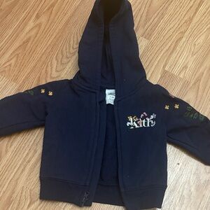 Kith Kids Dark Blue Hoodie with Floral Embroidery